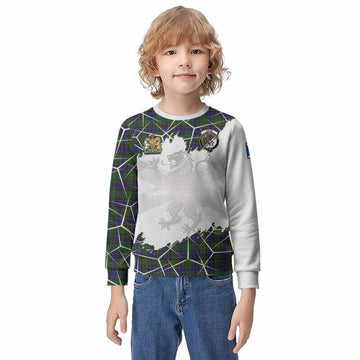 Adam Tartan Kid Knitted Sweatshirt with Family Crest and Lion Rampant Grunge Style