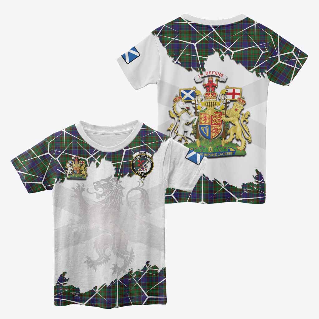 Adam Tartan Kid T-shirt with Family Crest and Lion Rampant Grunge Style