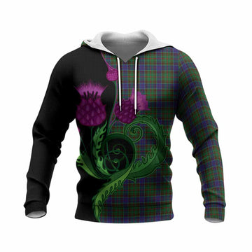 Adam Tartan Knitted Hoodie Traditional Scottish Thistle