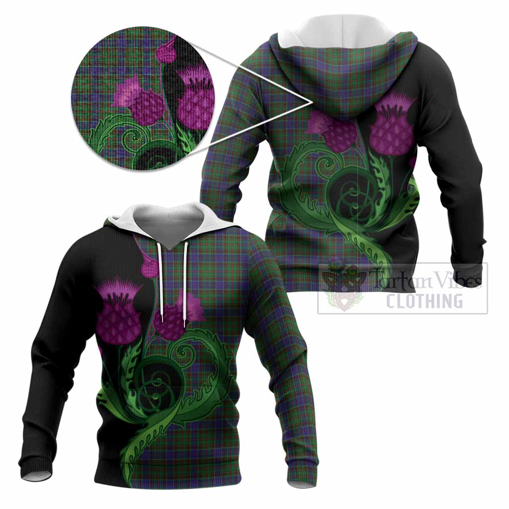 Adam Tartan Knitted Hoodie Traditional Scottish Thistle