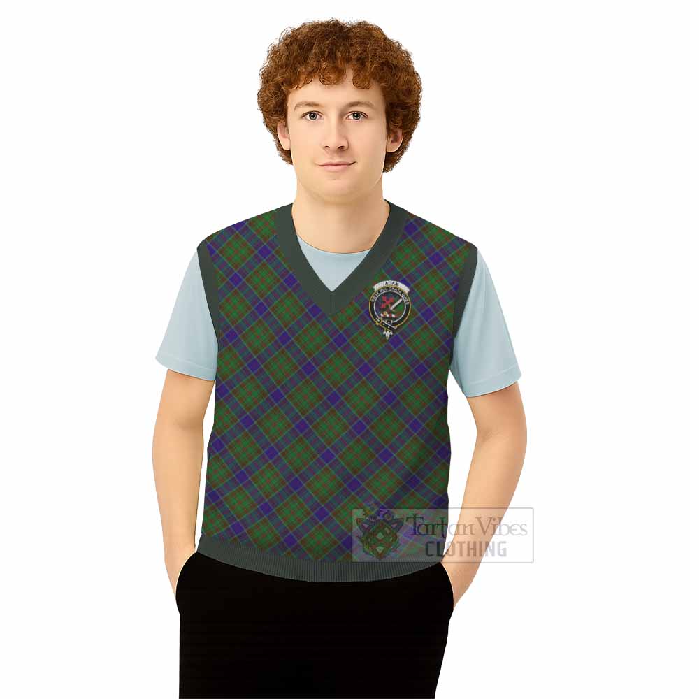 Adam Tartan Knitted V-Neck Vest with Family Crest Cross Style