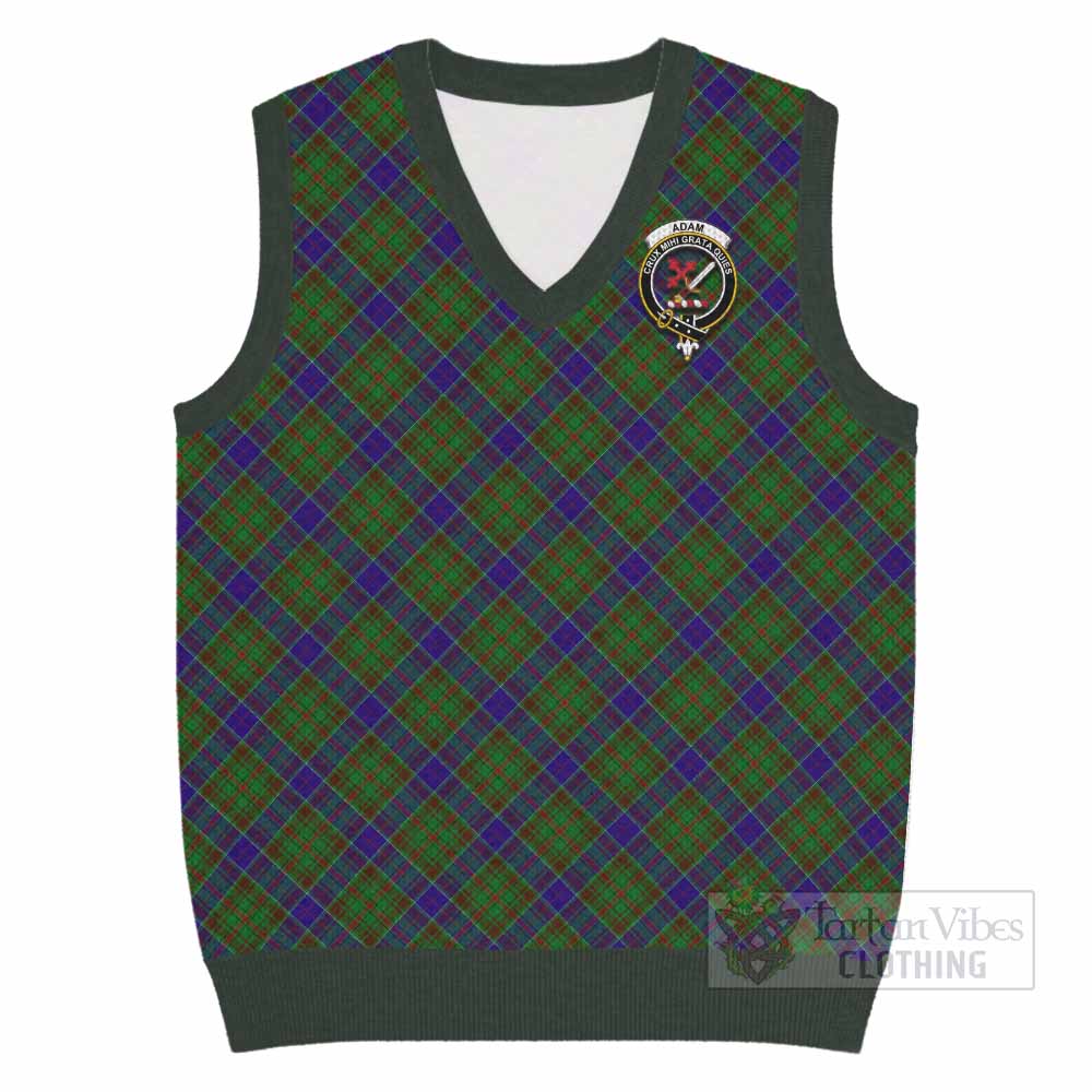 Adam Tartan Knitted V-Neck Vest with Family Crest Cross Style