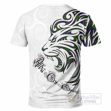 Adam Tartan Lion Roar T-Shirt Alba Gu Brath with Celtic Motifs