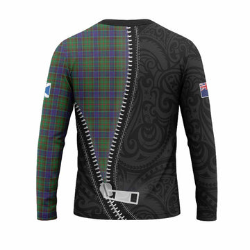 Adam Tartan Long Sleeve T-Shirt New Zealand Pattern Unique Zipper Stylized