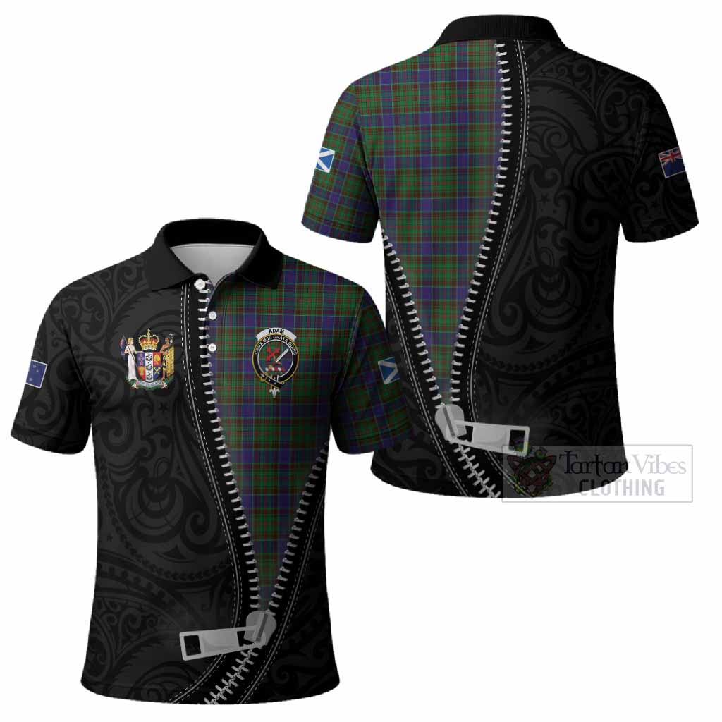 Adam Tartan Polo Shirt New Zealand Pattern Unique Zipper Stylized