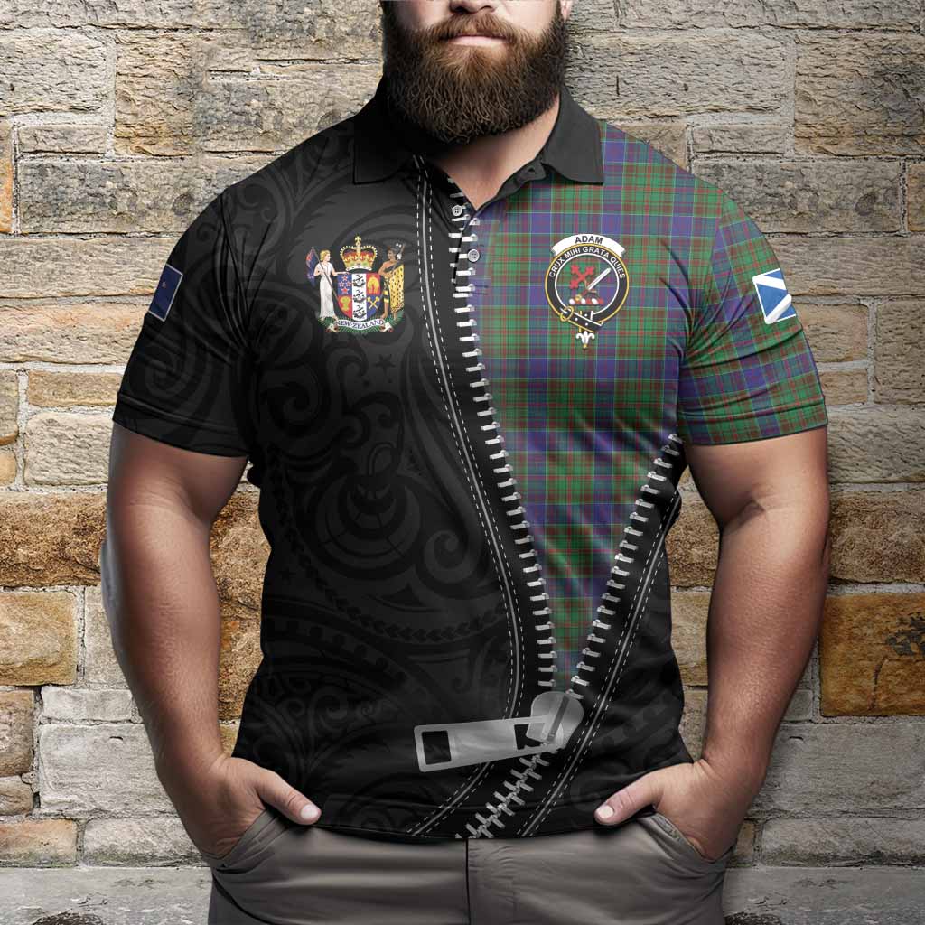 Adam Tartan Polo Shirt New Zealand Pattern Unique Zipper Stylized