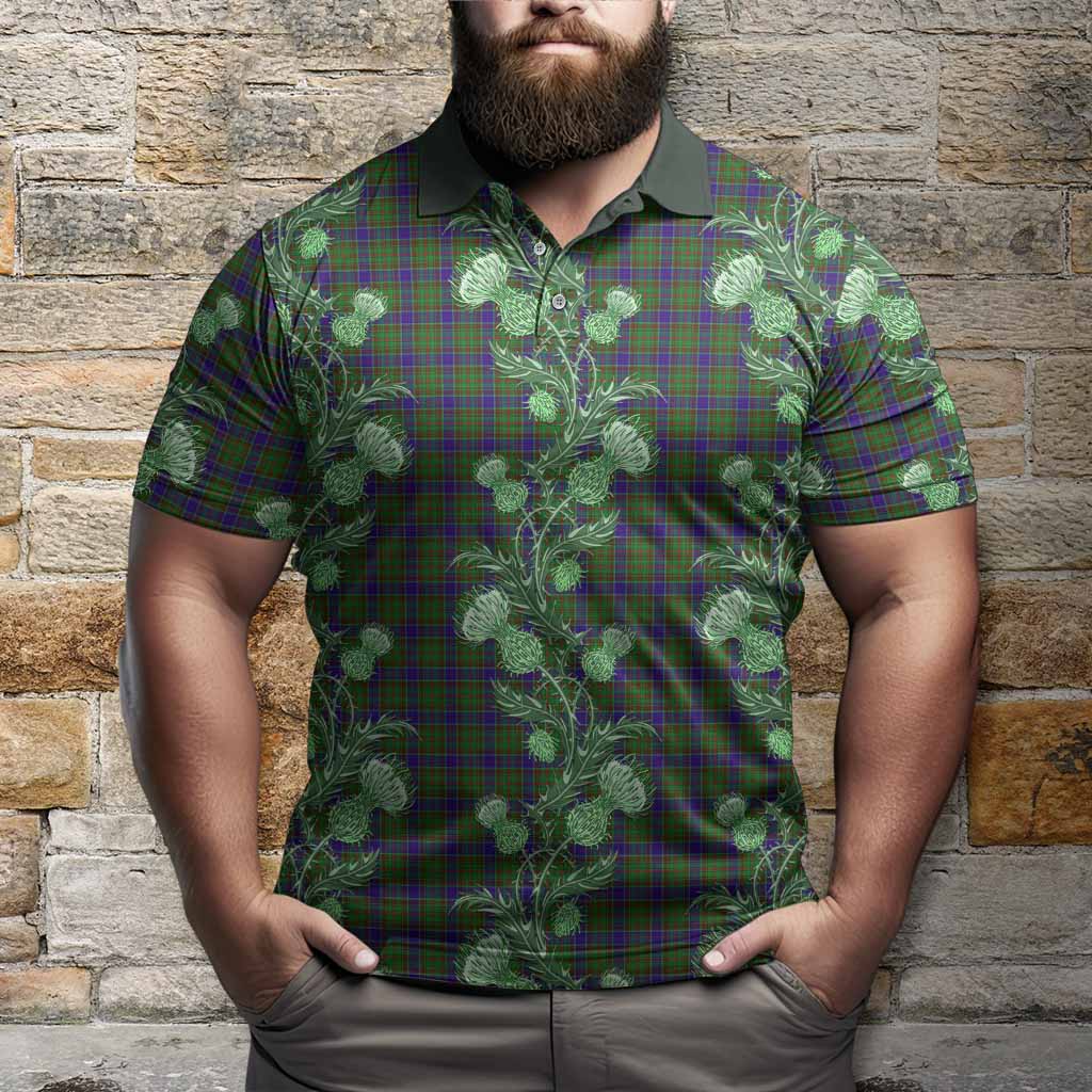 Adam Tartan Polo Shirt Seamless Scottish Thistle Flowers