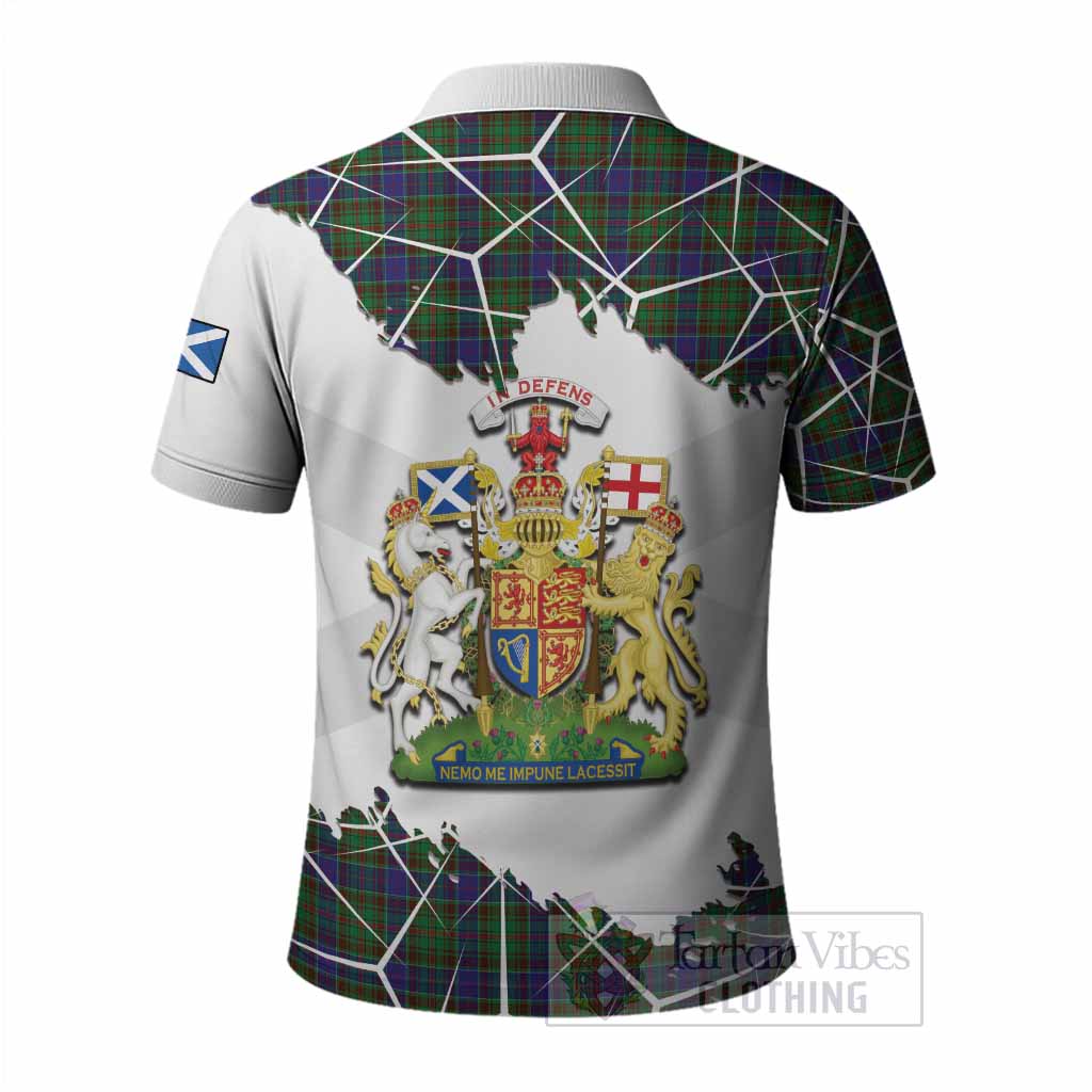 Adam Tartan Polo Shirt with Family Crest and Lion Rampant Grunge Style
