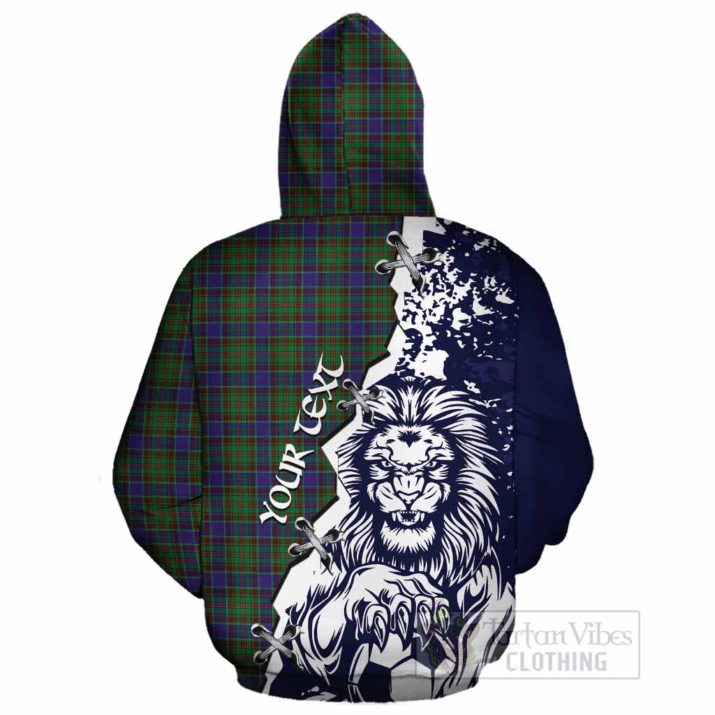 Adam Tartan Scottish Cotton Hoodie Angry Lion With Soccer Ball Style