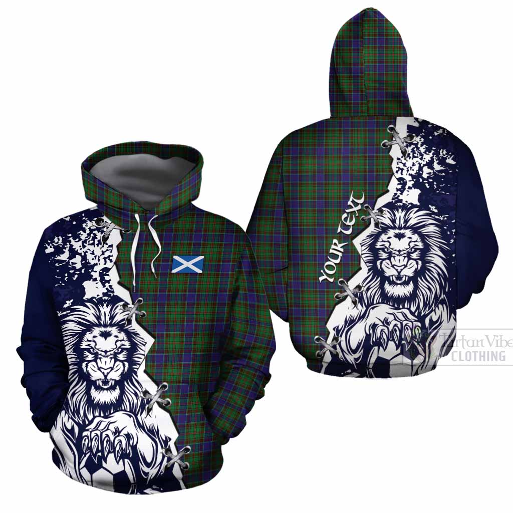 Adam Tartan Scottish Cotton Hoodie Angry Lion With Soccer Ball Style