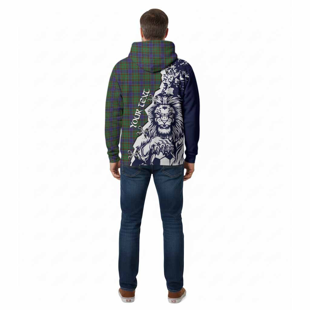Adam Tartan Scottish Cotton Hoodie Angry Lion With Soccer Ball Style