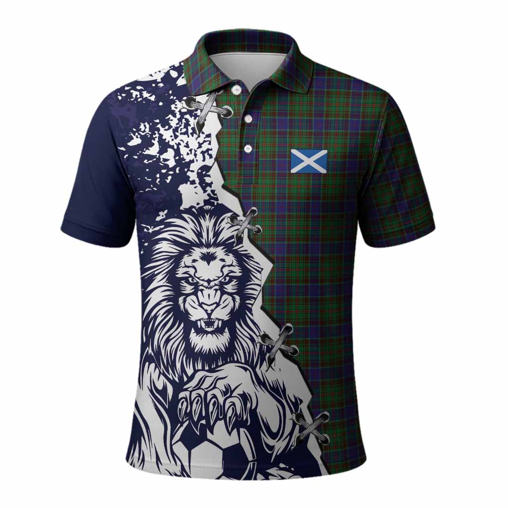 Adam Tartan Scottish Polo Shirt Angry Lion With Soccer Ball Style
