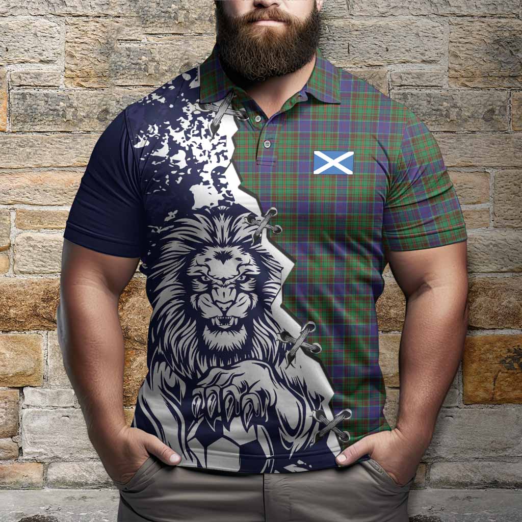 Adam Tartan Scottish Polo Shirt Angry Lion With Soccer Ball Style