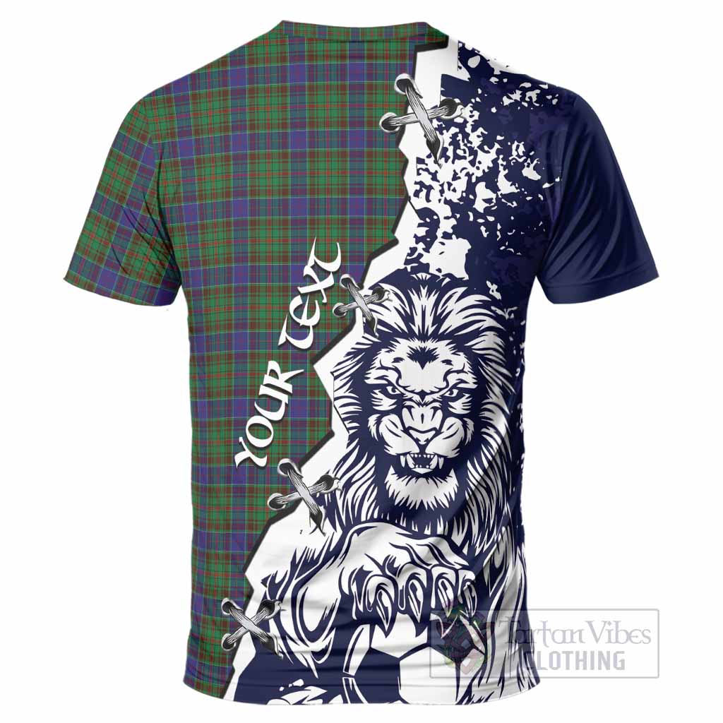 Adam Tartan Scottish T-Shirt Angry Lion With Soccer Ball Style