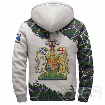 Adam Tartan Sherpa Hoodie with Family Crest and Lion Rampant Grunge Style