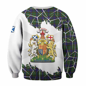 Adam Tartan Sweatshirt with Family Crest and Lion Rampant Grunge Style