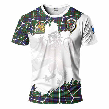 Adam Tartan T-Shirt with Family Crest and Lion Rampant Grunge Style
