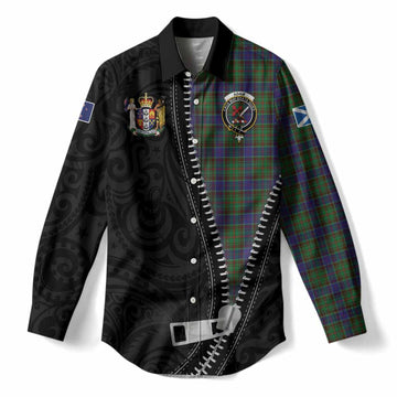 Adam Tartan Women Casual Shirt New Zealand Pattern Unique Zipper Stylized