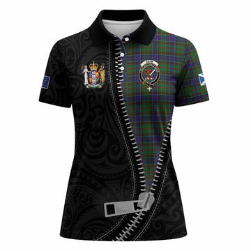 Adam Tartan Women Polo Shirt New Zealand Pattern Unique Zipper Stylized