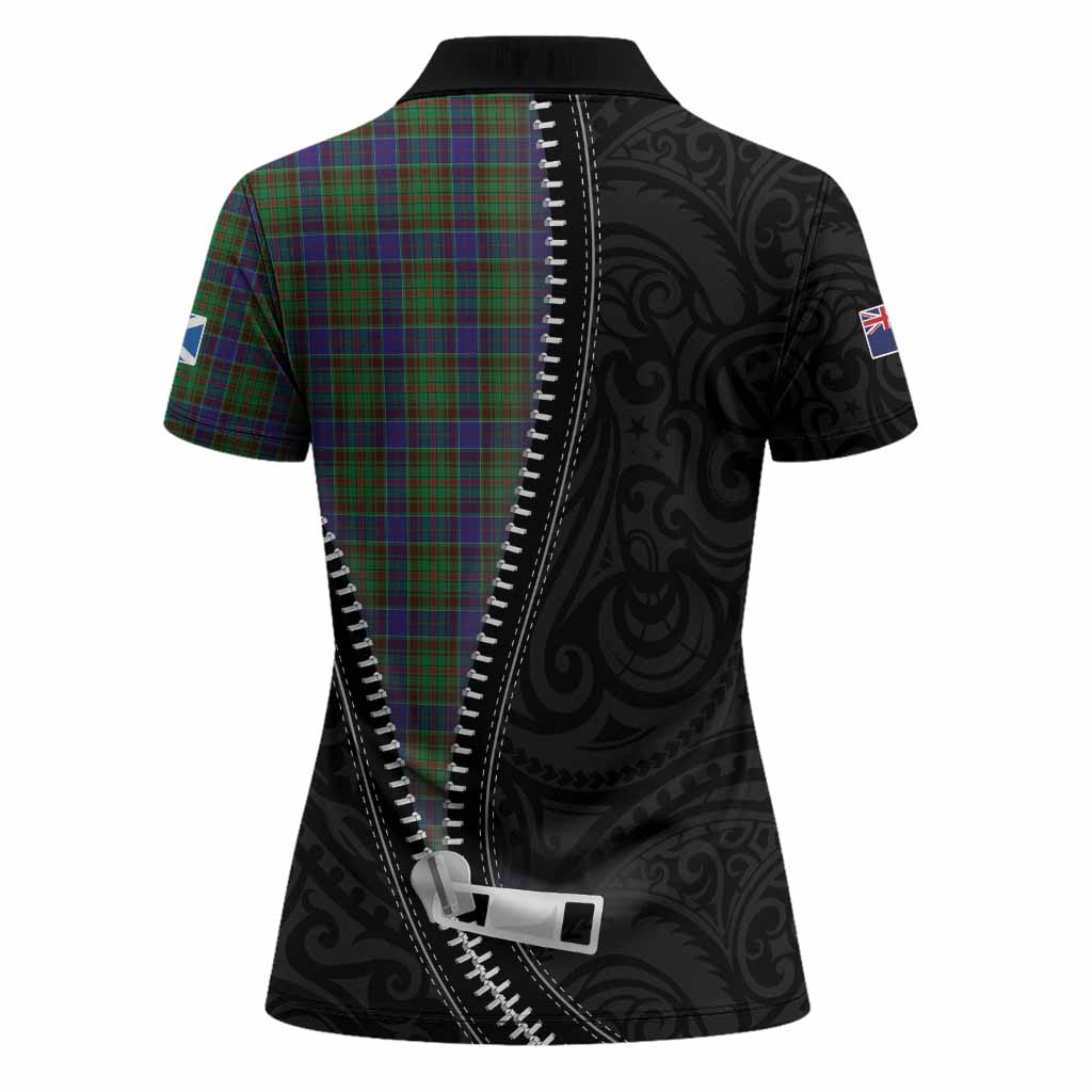 Adam Tartan Women Polo Shirt New Zealand Pattern Unique Zipper Stylized