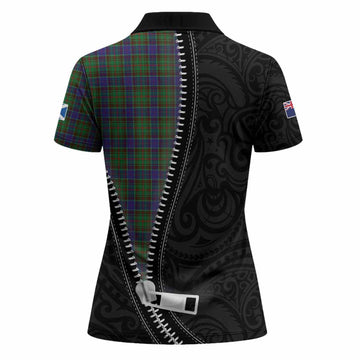 Adam Tartan Women Polo Shirt New Zealand Pattern Unique Zipper Stylized