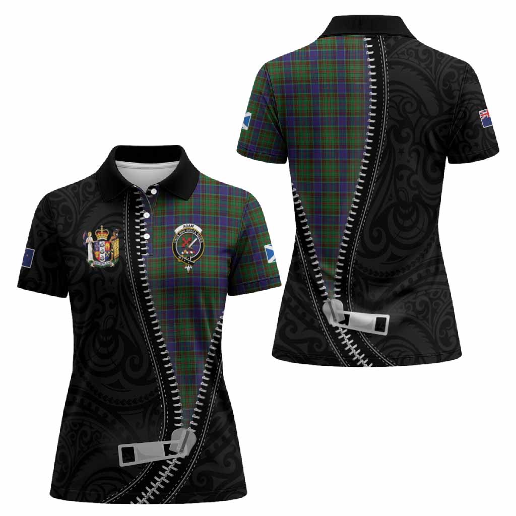 Adam Tartan Women Polo Shirt New Zealand Pattern Unique Zipper Stylized