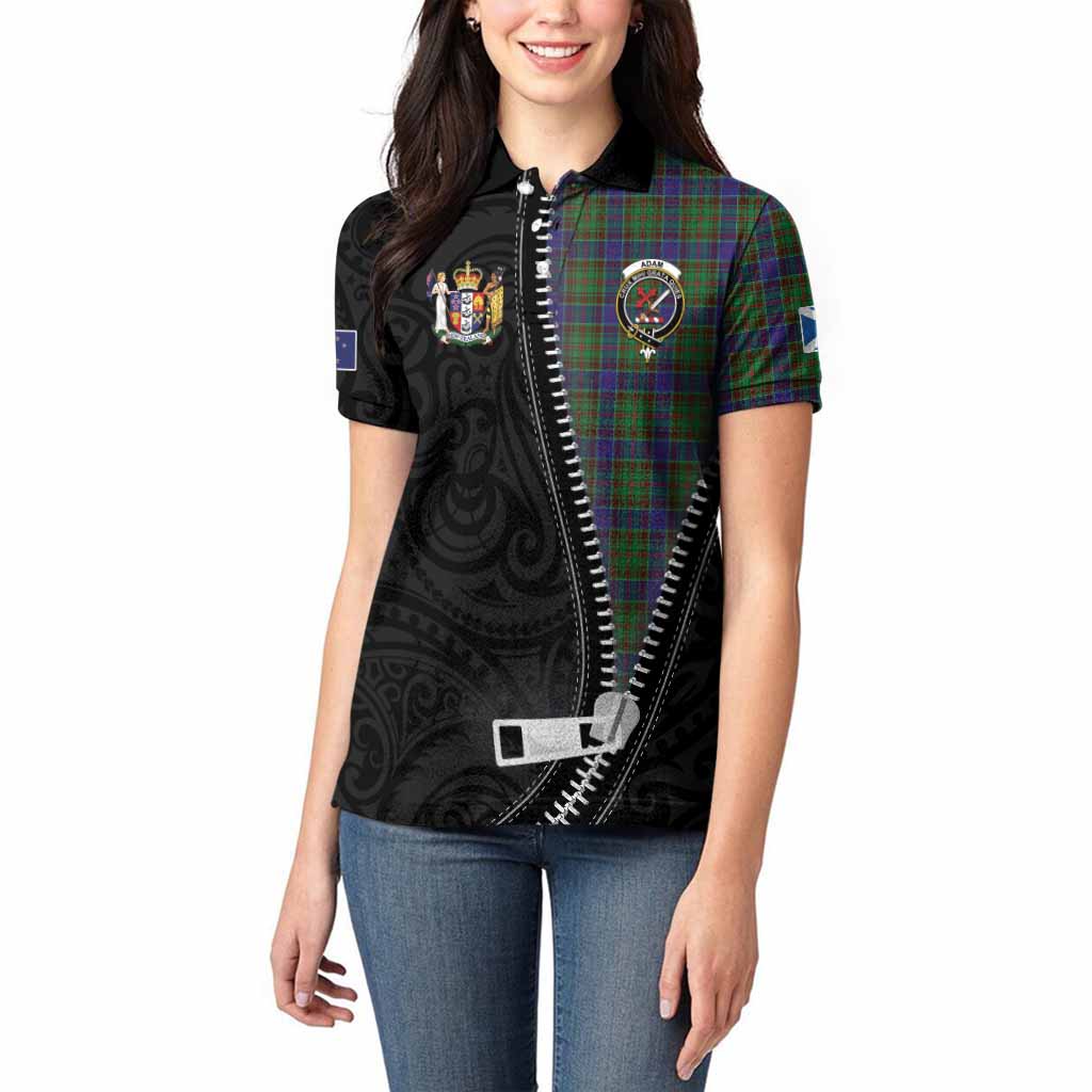 Adam Tartan Women Polo Shirt New Zealand Pattern Unique Zipper Stylized