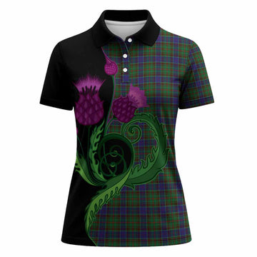Adam Tartan Women Polo Shirt Traditional Scottish Thistle