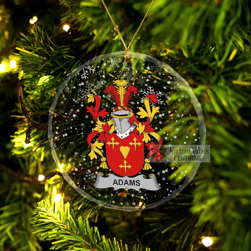Tartan Vibes Clothing Adams Irish Clan Christmas Glass Ornament with Coat of Arms