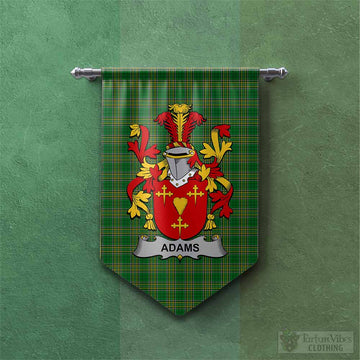 Adams Irish Clan Tartan Gonfalon, Tartan Banner with Coat of Arms
