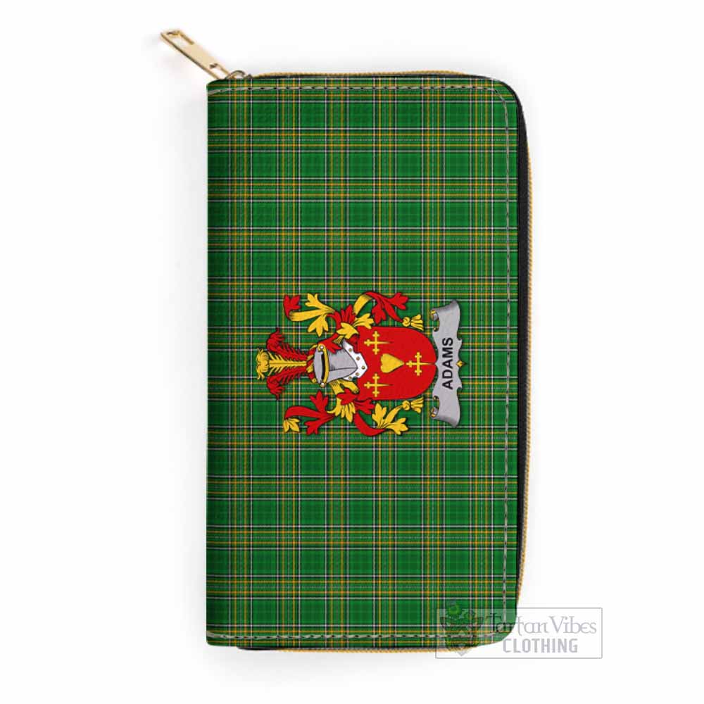 Tartan Vibes Clothing Adams Irish Clan Tartan Women's Leather Wallet with Coat of Arms