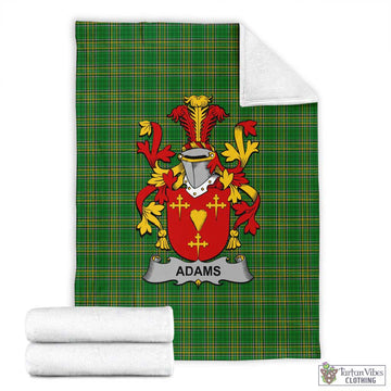 Tartan Vibes Clothing Adams Irish Clan Tartan Blanket with Coat of Arms