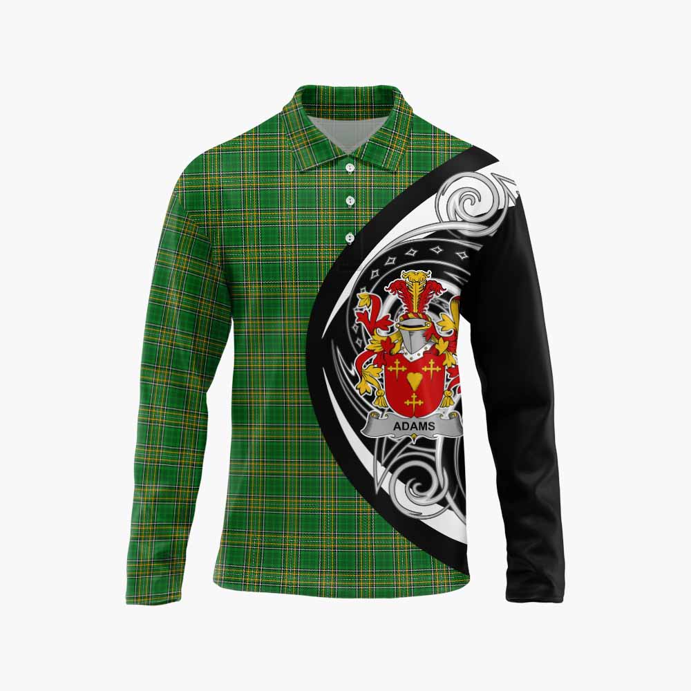 Tartan Vibes Clothing Adams Irish Clan Long Sleeve Polo Shirt Celtic Circle Style