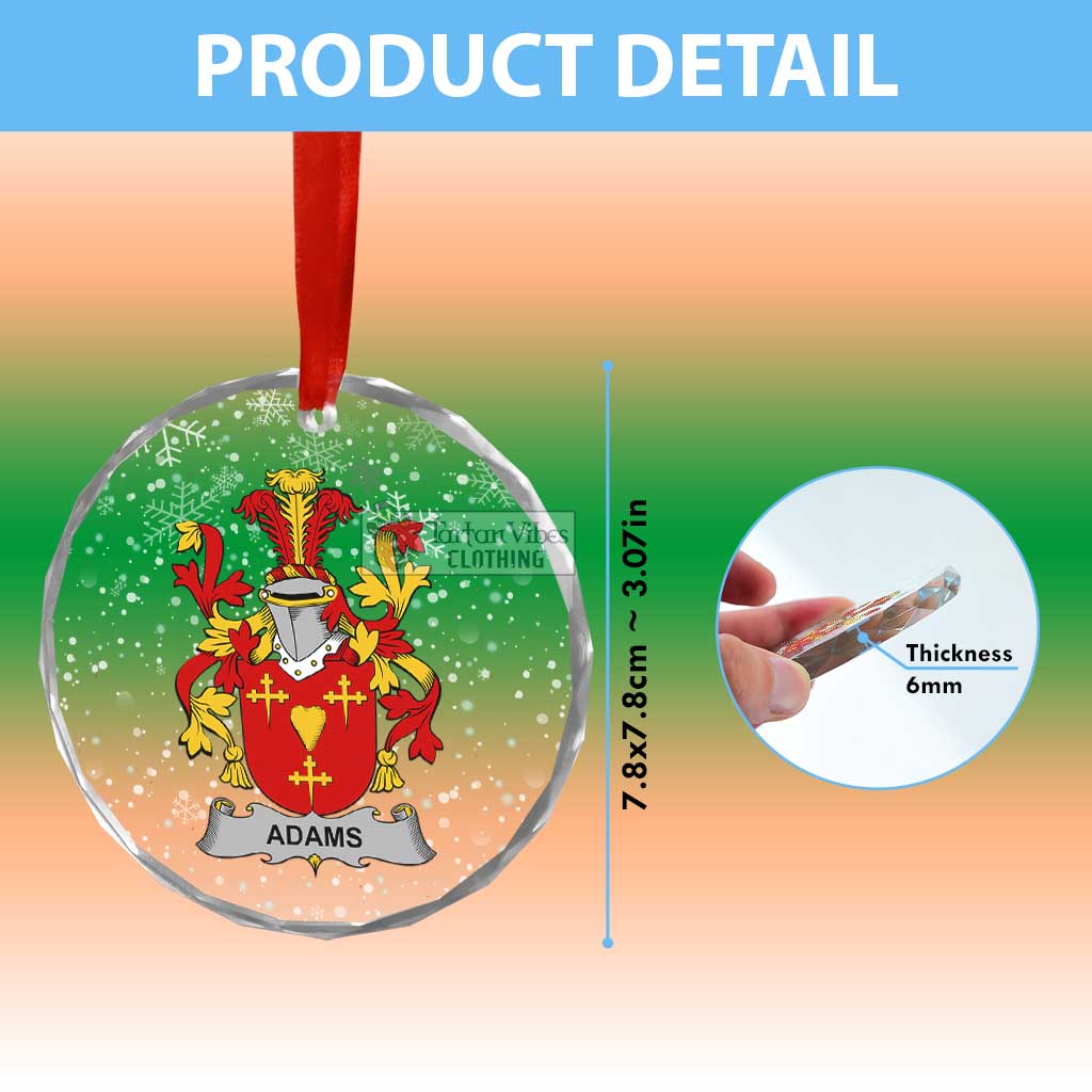 Tartan Vibes Clothing Adams Irish Clan Christmas Glass Ornament with Coat of Arms
