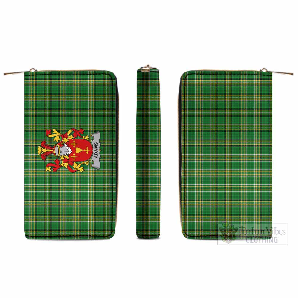 Tartan Vibes Clothing Adams Irish Clan Tartan Women's Leather Wallet with Coat of Arms