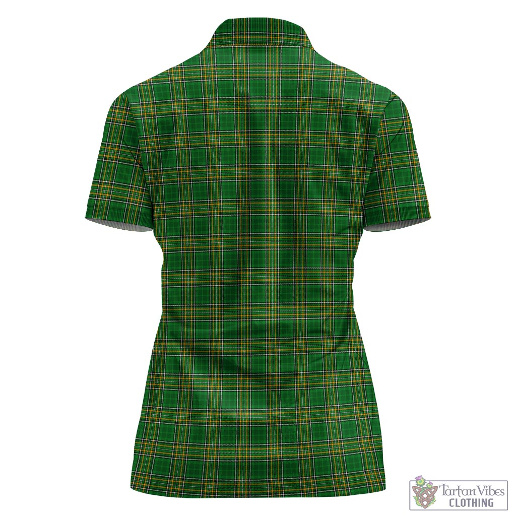 Tartan Vibes Clothing Adams Ireland Clan Tartan Women's Polo Shirt with Coat of Arms