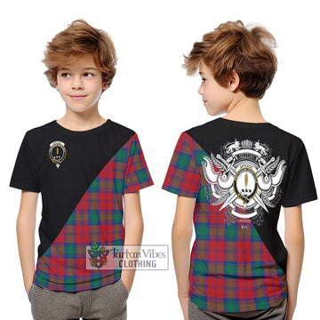 Affleck Tartan Kid T-Shirt with Family Crest and Military Logo Style Youth XL Size14 - Tartan Vibes Clothing