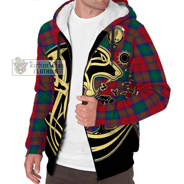 Affleck Tartan Sherpa Hoodie with Family Crest Celtic Wolf Style Unisex S - Tartan Vibes Clothing