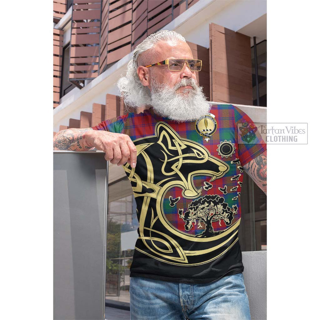 Affleck Tartan Cotton T-shirt with Family Crest Celtic Wolf Style Men's Shirt - Tartan Vibes Clothing