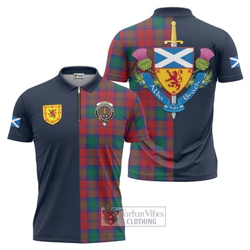 Affleck Tartan Zipper Polo Shirt Alba with Scottish Lion Royal Arm Half Style Unisex - Tartan Vibes Clothing