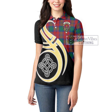 Affleck Tartan Women's Polo Shirt with Family Crest and Celtic Symbol Style Women - Tartan Vibes Clothing