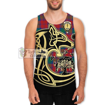 Affleck Tartan Men's Tank Top with Family Crest Celtic Wolf Style Men - Tartan Vibes Clothing