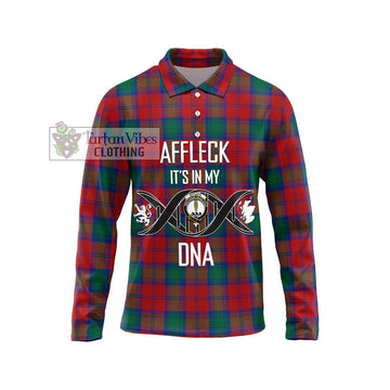 Affleck Tartan Long Sleeve Polo Shirt with Family Crest DNA In Me Style Unisex - Tartan Vibes Clothing
