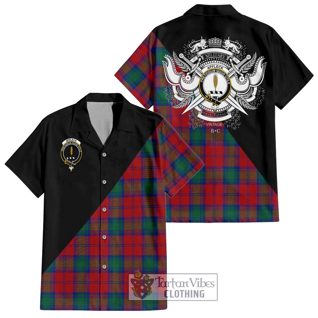 Affleck Tartan Hawaiian Shirt with Family Crest and Military Logo Style Kid - Tartan Vibes Clothing