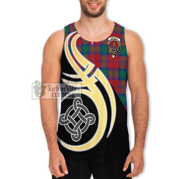Affleck Tartan Men's Tank Top with Family Crest and Celtic Symbol Style Men - Tartan Vibes Clothing