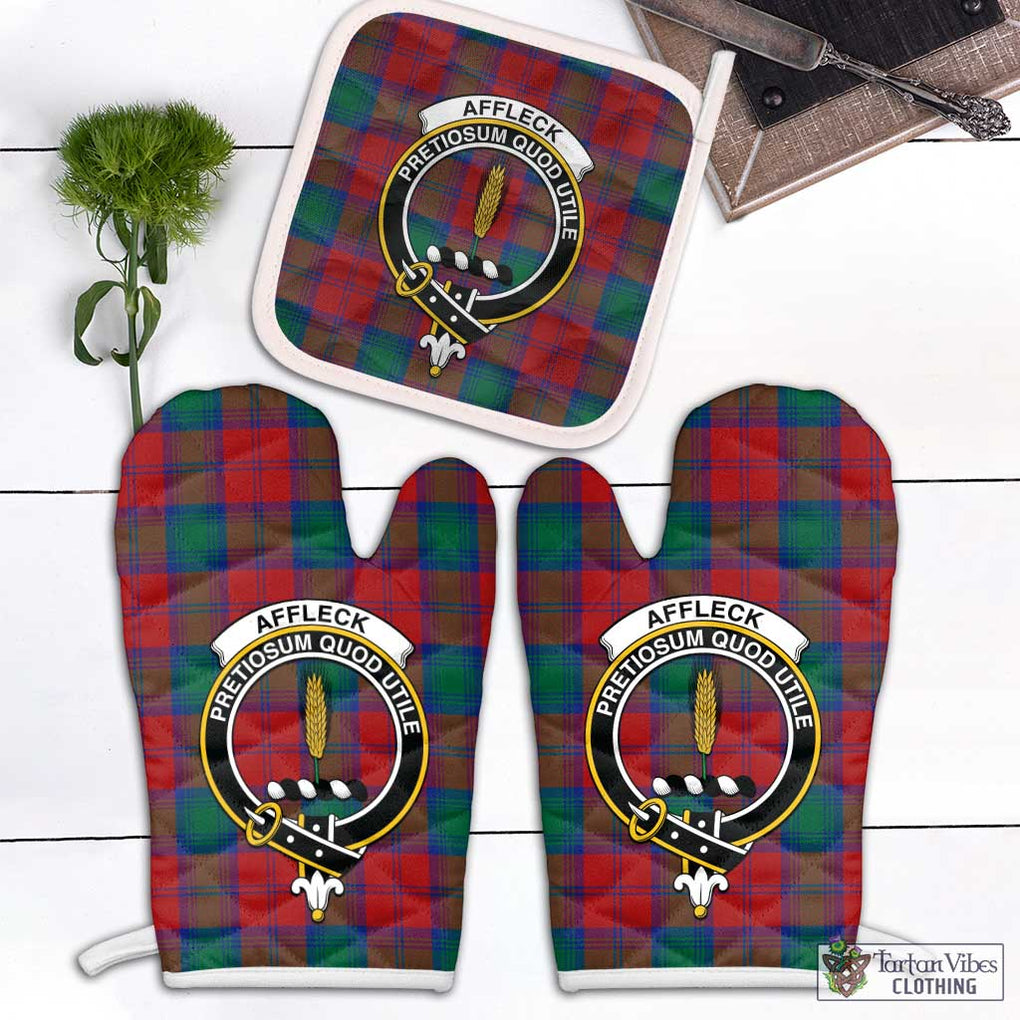Affleck Tartan Combo Oven Mitt & Pot-Holder with Family Crest Combo 1 Oven Mitt & 1 Pot-Holder White - Tartan Vibes Clothing