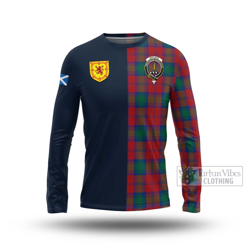 Affleck Tartan Long Sleeve T-Shirt Alba with Scottish Lion Royal Arm Half Style Unisex - Tartan Vibes Clothing