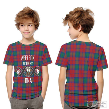 Affleck Tartan Kid T-Shirt with Family Crest DNA In Me Style Youth XL Size14 - Tartan Vibes Clothing