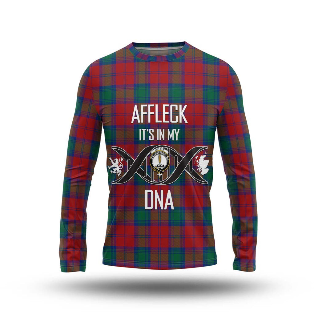 Affleck Tartan Long Sleeve T-Shirt with Family Crest DNA In Me Style Unisex - Tartan Vibes Clothing