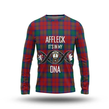 Affleck Tartan Long Sleeve T-Shirt with Family Crest DNA In Me Style Unisex - Tartan Vibes Clothing